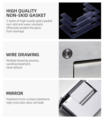 হোটেল বাথরুম এইচ টাইপ স্টেইনলেস স্টিল মিরর শাওয়ার গ্লাস ডোর কব্জা 12 মিমি বেভেল এজ