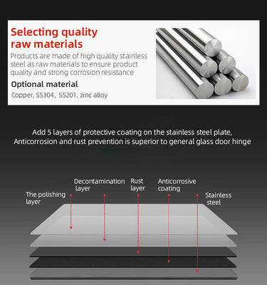 স্কয়ার বেভেল স্টেইনলেস স্টীল গ্লাস থেকে ওয়াল ঝরনা দরজা 800-1000MM দরজা প্রস্থ জন্য hinge