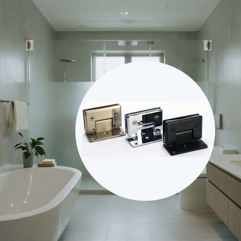 বাথরুম স্টেইনলেস স্টিল স্যান্ডিং গ্লাসের দরজা কব্জা 90 ডিগ্রি প্রাচীর থেকে কাচের দরজার কব্জা