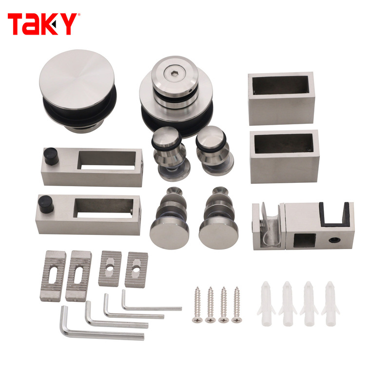 গরম বিক্রয় ফ্রেমলেস শাওয়ার রুম আনুষাঙ্গিক ফিটিং স্লাইডিং গ্লাস ডোর সিস্টেম কিট