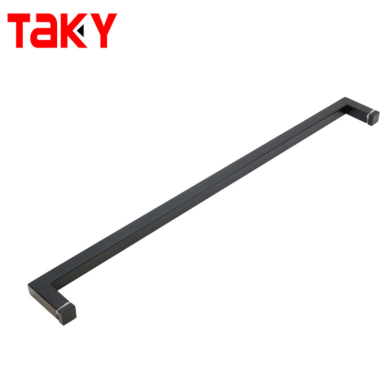 স্টেইনলেস স্টিল ব্ল্যাক স্কোয়ার বাথরুমের একক পার্শ্বযুক্ত তোয়ালে বার দরজা পুল হ্যান্ডেল