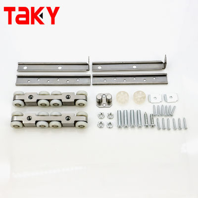 ভালো দাম কাঠের দরজা স্লাইডিং হুইল রোলার ওয়ারড্রোব ফিটিং সিস্টেম সিলভার এবং 8.5cm*11cm সাইজের সাথে অনলাইন