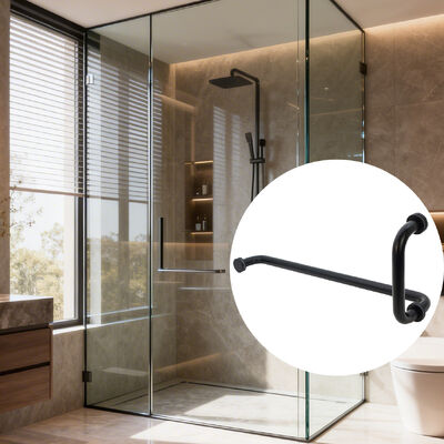 ভালো দাম শাওয়ার গ্লাস ডোর হ্যান্ডেল 12 ইঞ্চি স্টেইনলেস স্টীল 304 কালো গোলাকার শাওয়ার হ্যান্ডেল অনলাইন